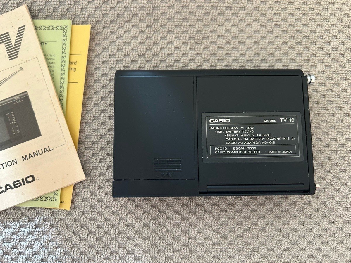 Vintage Casio Pocket Television TV-10 Flat Handheld W/ Case