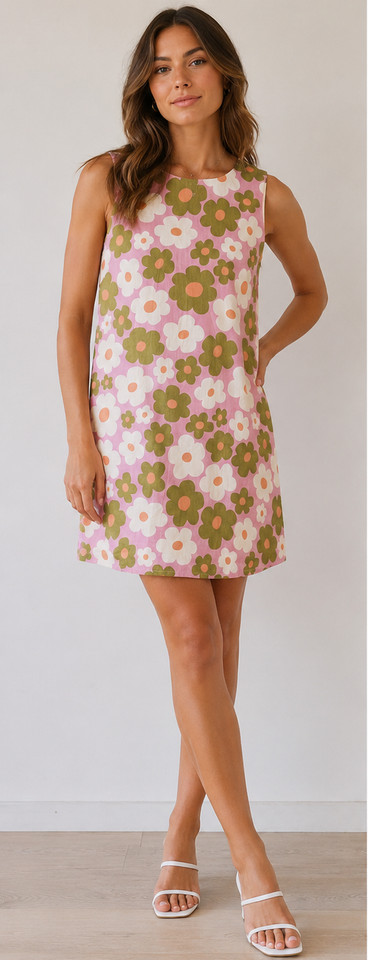 Princess Highway Women's Size 10 Pink Floral Retro Shift Mini Dress