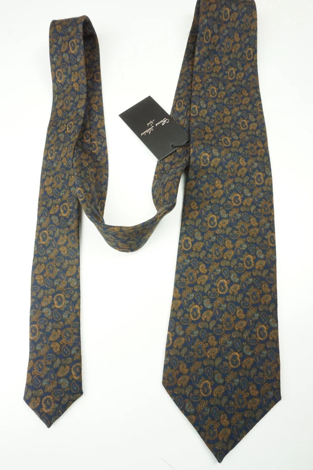 Corbata tejida Cesare Attolini marrón azul cachemira 100 % lana TOTALMENTE NUEVA Foto 2 de 4