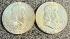 LOT OF 2 - 1963 50C BEN FRANKLIN SILVER HALF DOLLARS - 90% SILVER AS SHOWN