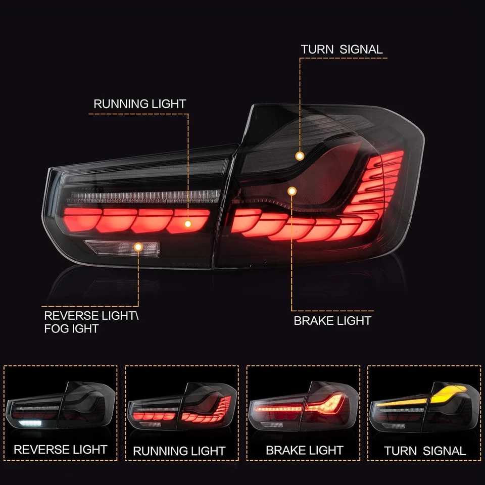 Luces traseras LED con lente de humo de animación para BMW Serie 3 F30 F80 M3 2012-2018 Foto 2 de 4