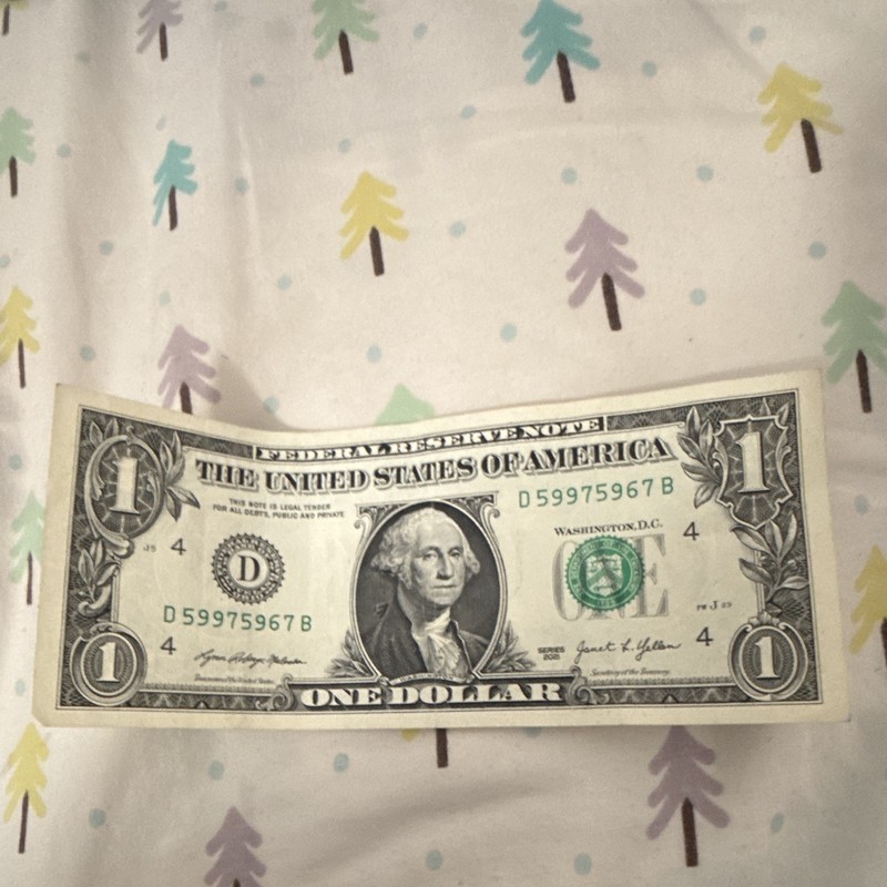 US $1 Federal Reserve Note Banknote 2013 D59975967B - Uncertified