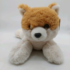 Aurora Flopsie Peanut Pom Pom Dog Puppy White Tan Laying 12" Stuffed Animal Toy