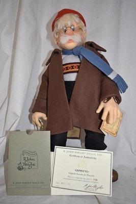 R. John Wright Disney Geppetto Searches for Pinocchio Doll LE 115/250 Box COA
