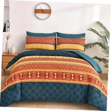 Boho Comforter Set King Size,7 Pieces Bed in a Bag King 104" 90" Burnt Orange