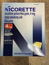 Nicorette 4MG Original Gum 200 Pieces Stop Smoking Aid 09/2027