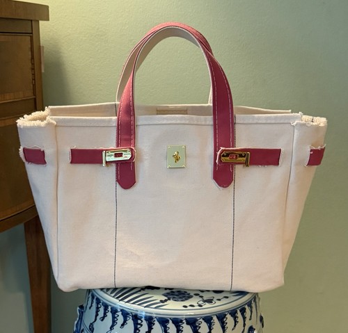 Handmade Repurposed L.L. Bean Canvas Tote Bag Boatkin In Vintage Rose - USA Made