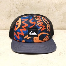 Quiksilver Hat Trucker Snapback Colorful Mesh Back OSFM Black Gray Multicolored