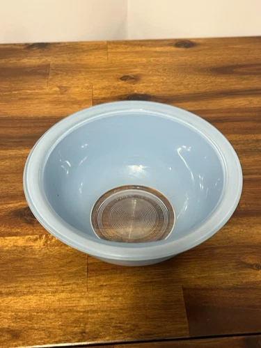 Vintage Pyrex Mixing Bowl 7" Blue 1L Glass Clear Bottom Nesting Corning NY #322