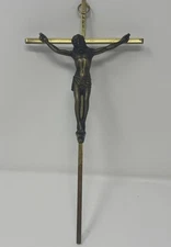 Vintage Brass Crucifix Wall Hanging Religious Item Church Catholic Jesus Cross