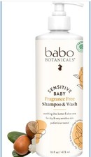 Babo Botanicals Sensitive Baby Fragrance-Free 2-in-1 Shampoo  Wash  6 Pack  