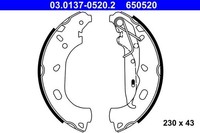 Bremsbackensatz Hinten Ate 030137 05202 FÜR Opel