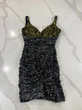 La Femme Prom  Pageant Sheath Dress Womens 6 Silver Embellished Sweetheart Neck