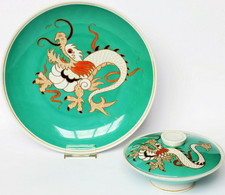 Schaubach Porzellan 1 gro&szlig;er Teller &Oslash; 32 cm und 1 Deckelterrine Terrine Drache