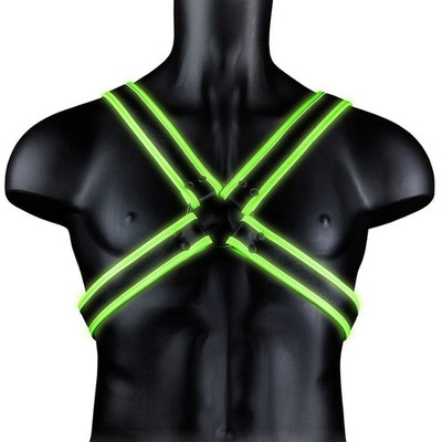 Ouch! Glow In The Dark Bonded Leather Cross Harness L/XL