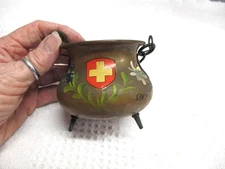Vtg Swiss Army Copper Hanging Cauldron Kettle 3" Small Signed Lugano