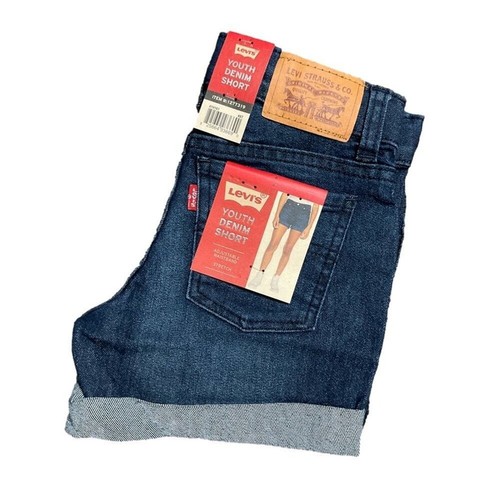 Levi's Jean Shorts Girls Stretched Cuff Blue & Light Blue 2 Pack Size 6 NEW - Picture 4 of 12