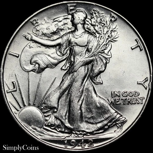 1942 Walking Liberty Half Dollar DDO FS-101 Doubled Die AU About Uncirculated