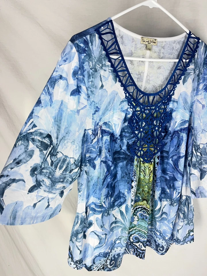 Túnica Live and Let Live Talla 1X Azul Bohemia Suave Sedosa Hippie Y2K Resort Vacay Foto 4 de 4