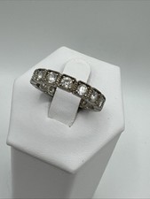 Vintage 925 Sterling And Cz Eternity Band Sz 7.5