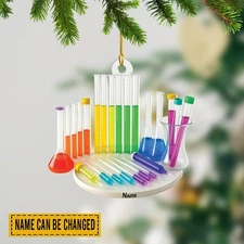 Personalized Science Tube Christmas Ornament, Laboratory Room Christmas Ornament