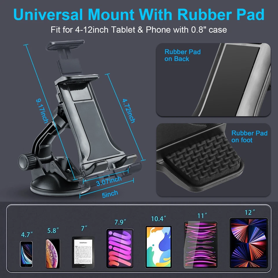 Soporte de montaje para tableta de automóvil para tablero de instrumentos para teléfono universal de 4-12" iPad GPS Foto 3 de 4