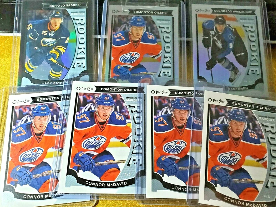 2015-16 O-Pee-Chee Hockey Marquee Rookie Rainbow Foil Black Red Connor McDavid - Image 3 of 3