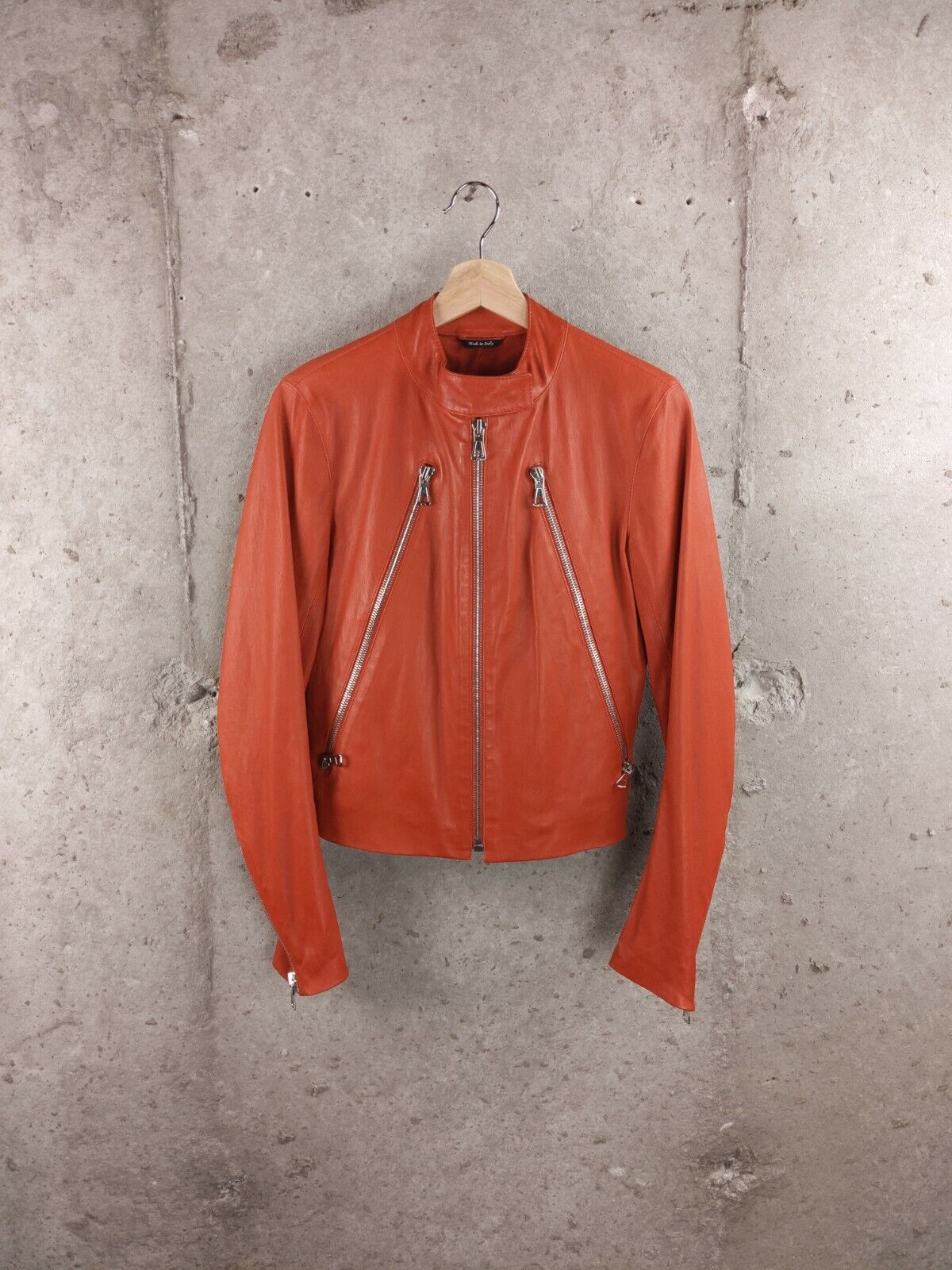 NEW | MAISON MARTIN MARGIELA | 5-Zip Red Lambskin Leather Jacket Size IT 40  US 4