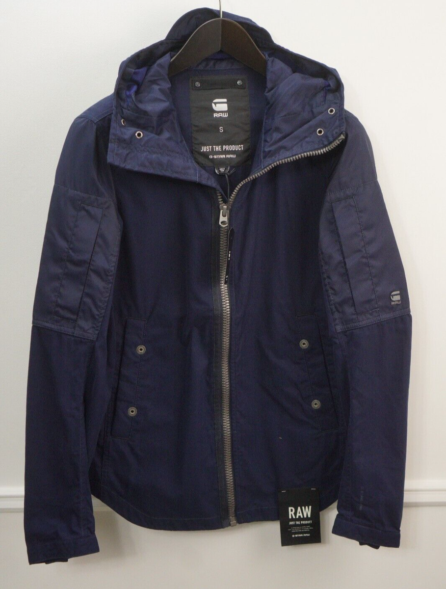 Men G-star Batt HDD Overshirt L/s Jacket Blue Hooded Size S EU48