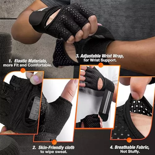 Fitness Gloves Weight Lifting Gym Workout Training Wrist Wrap Strap Men & Women - Picture 3 of 20