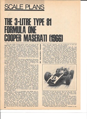 1966 Cooper Maserati F1 Scale/Plans Slot Car Vintage Mag Article