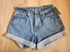 NWT Wild Fable 2/26 Highest Rise Denim Mom Shorts Happy Embroidery