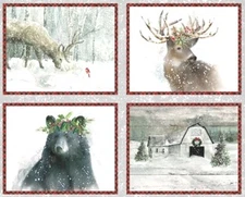  3 Wishes - Dreamy Farmhouse Christmas 36" Quilting Fabric Panel With Deer 🦌 
