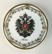 Antico piattino in ceramica souvenir dell'Austria con finiture dorate - SCHLOGL