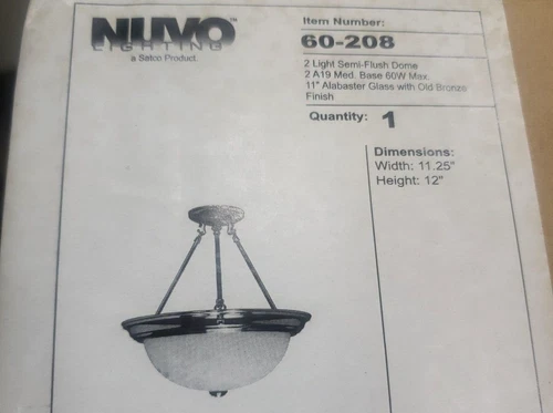 Nuvo Lighting 60-208 2-Light Semi-Flush Dome Ceiling Fixture  11" Old Bronze(or3 - Picture 3 of 3