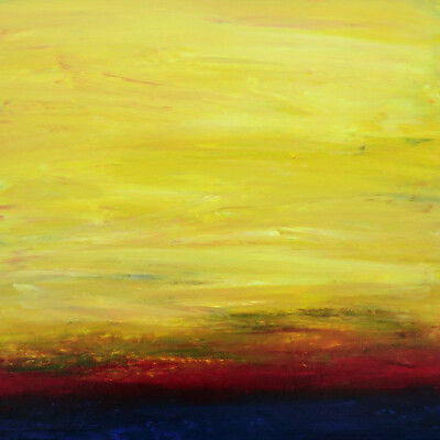 Signed original 24'' x 24'' ORIGINS #2 contemporary acrylic landscape painting