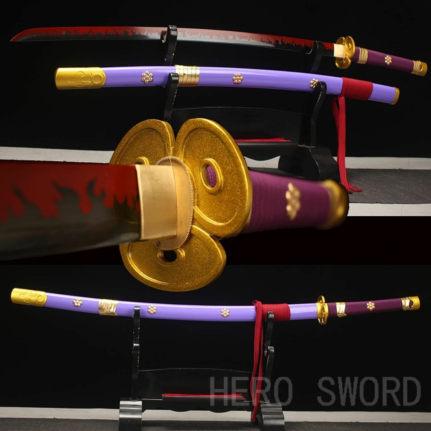 Handmade Anime Katana One Piece Roronoa Zoro's Enma Sword 1095 High Carbon  Steel Purple