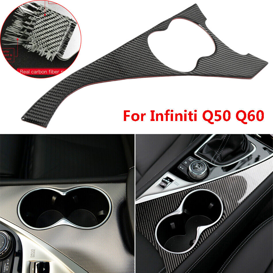 Guarnição de cabeça de botão de mudança de engrenagem de carro fibra de  carbono real para Infiniti Q50 Q60 14-20 