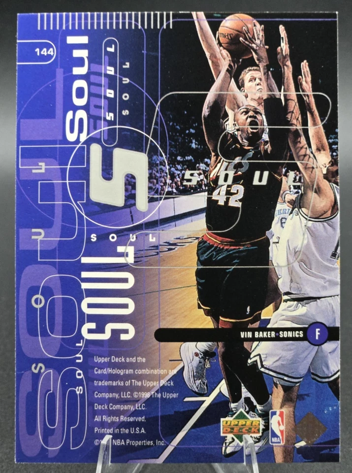 1998-99 Upper Deck Heart & Soul Gary Payton Vin Baker #144 HOF Supersonics - Image 2 of 3