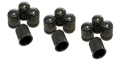 12er Set Reifenventil Staubkappen Abdeckung schwarz Kunststoff alle Modelle (Qualitätskappen)