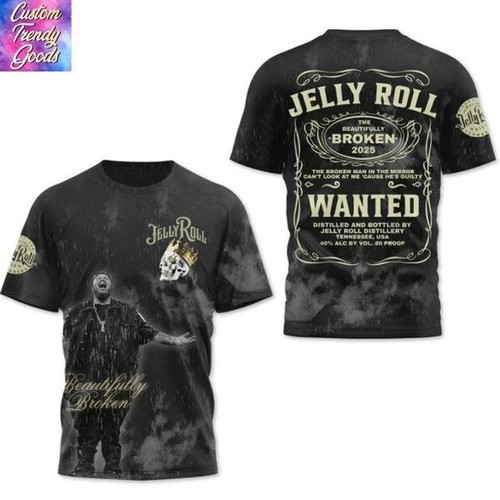 Jelly Roll The Beautifully Broken 2025 Tour 3D T-Shirt, Gift Shirt For Fan