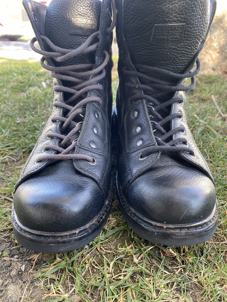 womens Black Leather Lace Up Roofer Motorcycle GSTAR Boots 7