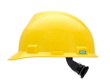 MSA YELLOW V Gard ANSI OSHA Construction Safety HARD HAT 4 PT Ratchet Suspension