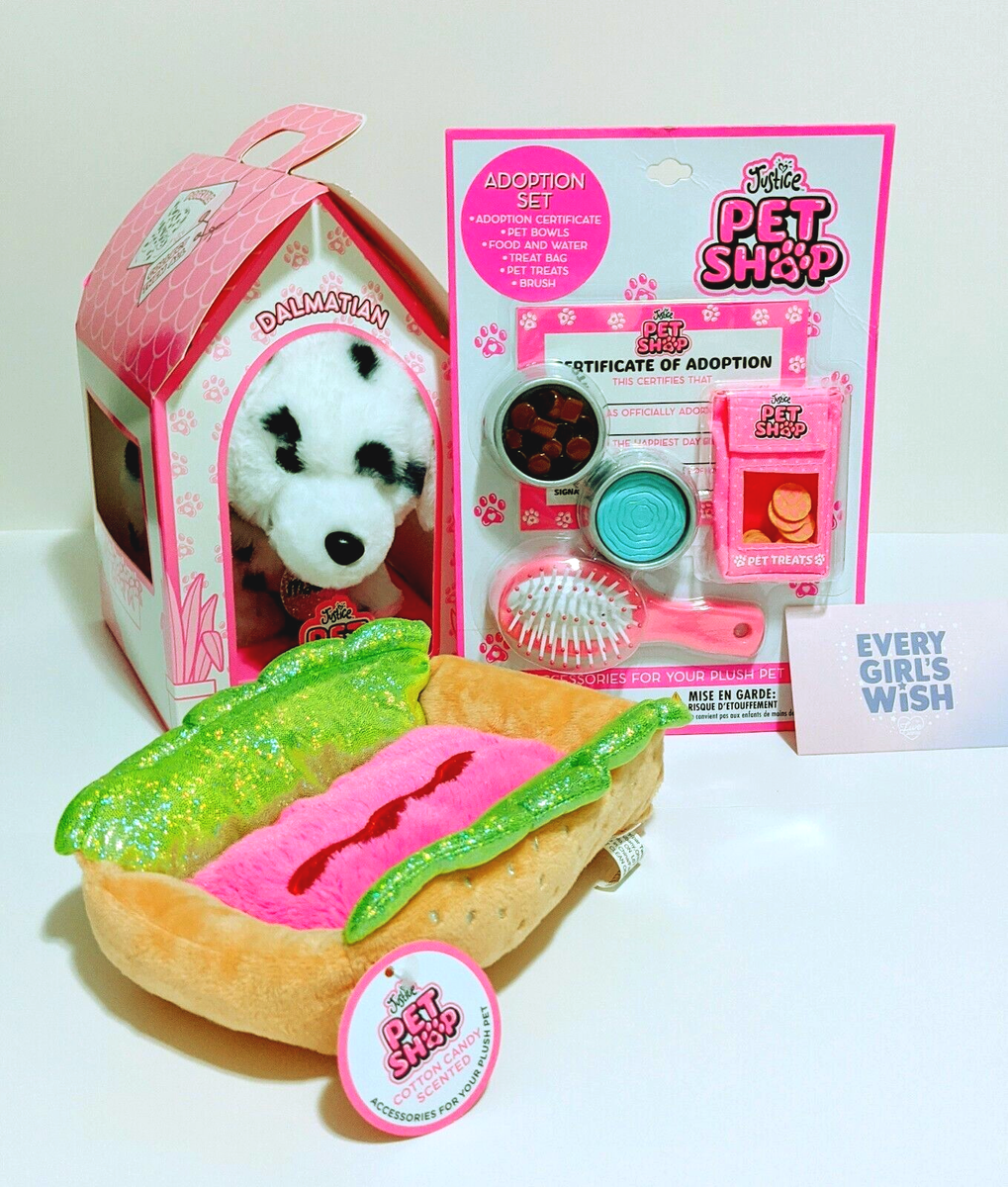 Justice Pet Shop Plush Stuffed Dog Dalmatian Adoption Set and Hot