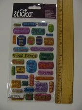 Sticko Stickers BEST FRIENDS CAPTIONS Puffy Glitter Words & Phrases NIP