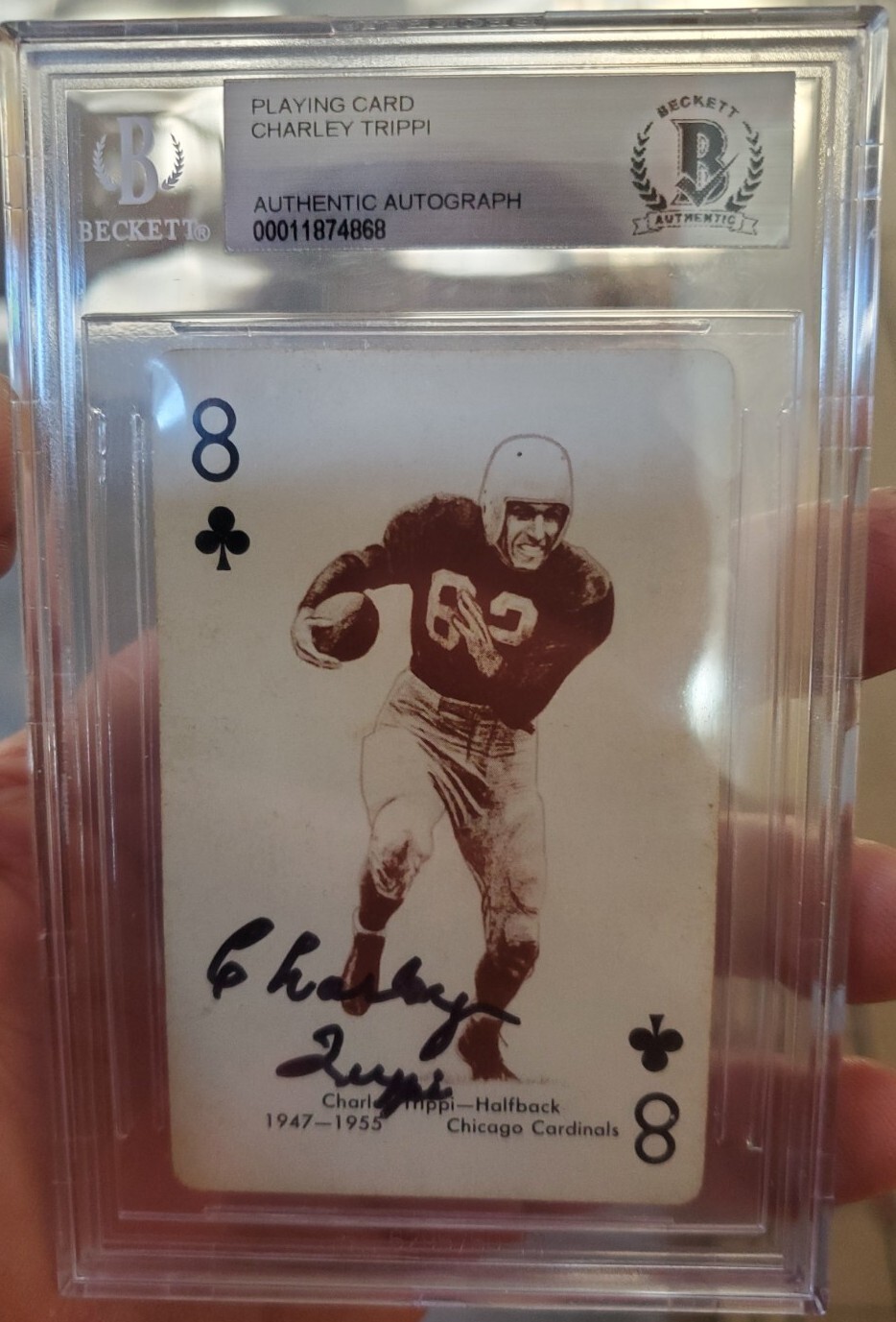 Charley Trippi Autographed Signed Arizona Cardinals BAS SLABBED 1963 Stancraft Playing Card Cardinals 
