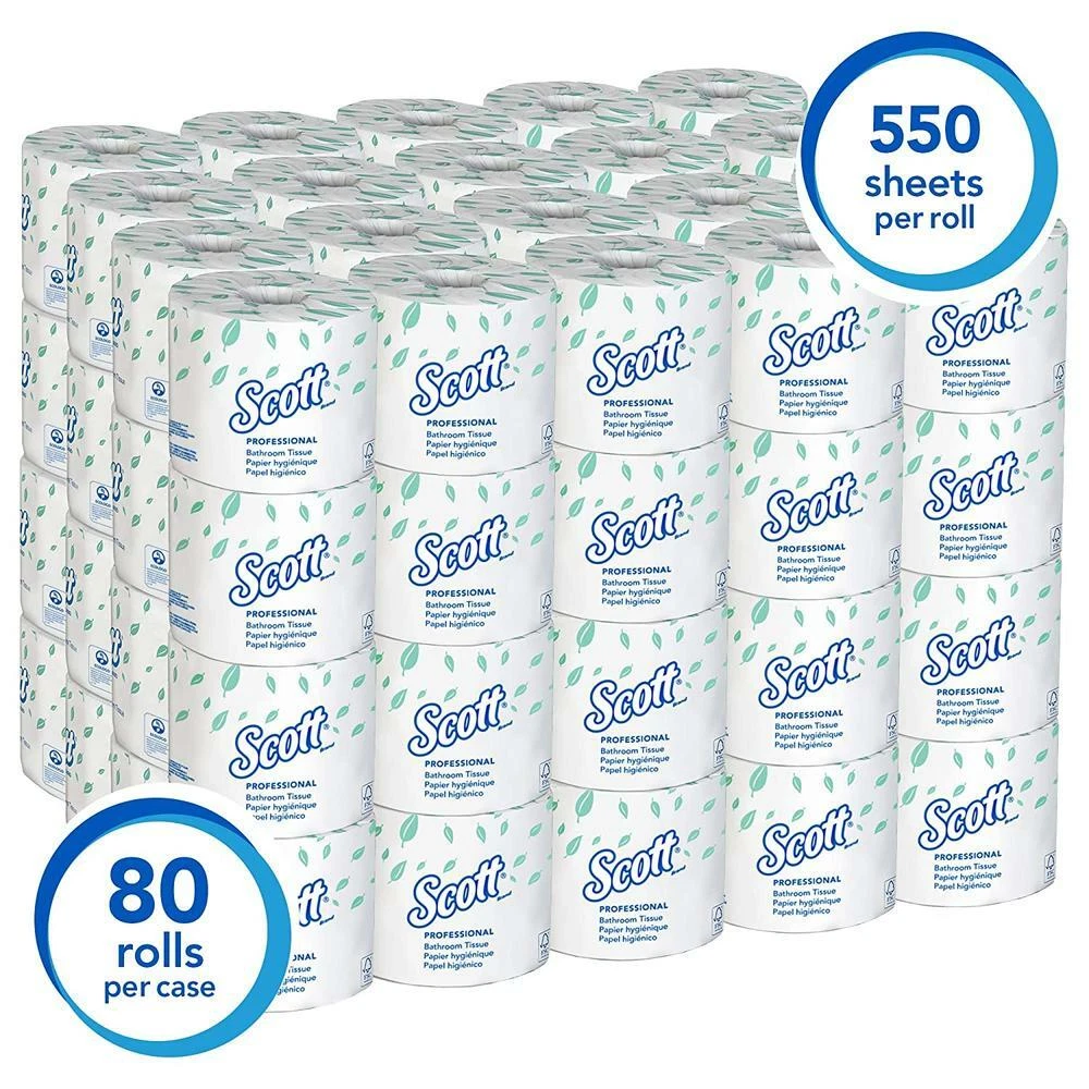 Scott Essential Professional Bulk Toilet Paper for Business, 80 Rolls / Case