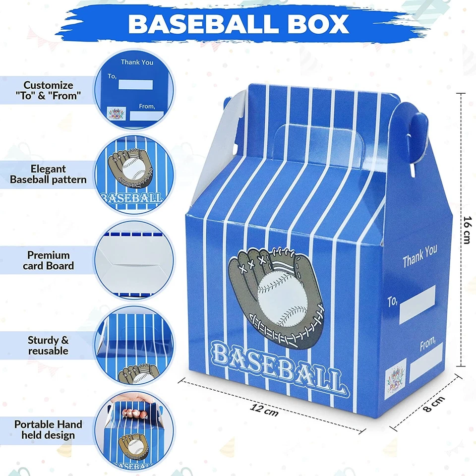 60 Pieces Baseball Party Favors - Keychain, Wristband, Box, Baseballs - 12 Set - Image 3 of 4