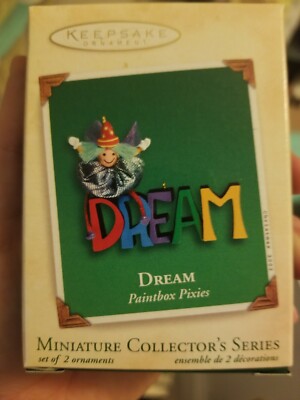 2002 Hallmark Ornament Dream 1st n Paintbox Pixies Series Miniature Set of 2 NIB