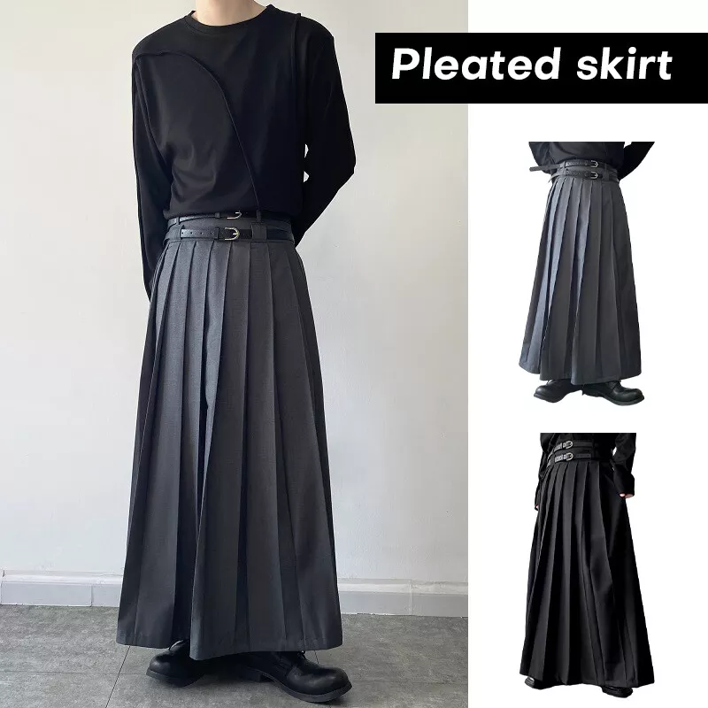 Long pleated skirt hot sale grey